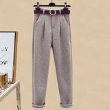 Winter Warm Matching Suits For Womens Knitted Sweater+parkas Vest+tweed Pants Sets Office Ladies Elegant Three Pieces