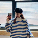 Women Harajuku Patchwork stripe cotton Hoodie Korean Clothes spring autumn long sleeve loose thin Sweatshirt kpop