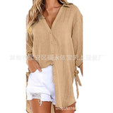 Fongt / Summer 2024 Women's New Linen Cotton Linen Shirt Irregular Cardigan