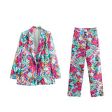 Summer Satin Printed Shirt Suit Jacket 8124496 Trousers 8093496-Outfit