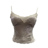 Set Up The Coat Series Velvet Lace Lace Sling With Chest Pad Wear Vest Top