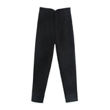 2021 Women High Wasit Suit Pants Trousers Vintage Style Pockets Buttons Office Lady Pants Pantalon