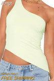 Women's Tops Streetwear Clothing Summer Crop Tube Tops y2k T-shirt Vintage Irregular One Shoulder Camisole Clothes for