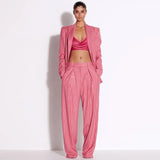 Fongt New Star Temperament Loose-Cut Hot Diamond Suit Trousers Set Two Sets