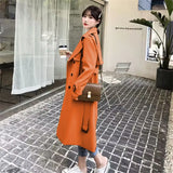 Fongt Trench Coat Female Spring And Autumn 2024 Spring New Medium And Long Korean British Style Small People Wear A Coat-Outfit
