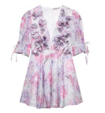 Fongt Women's Explosive Three-Dimensional Petals Decorated With Waist Princess Dress
