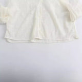 Street Style Retro Bubble Sleeve Shirt In Spring 2024-Outfit