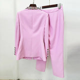 Fongt Early Spring New Fashion Heavy Industry Nails And Diamond Jacket Jacket Trousers Set Two Sets