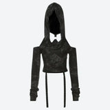 Off Shoulder Hooded