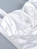 Tie Front Satin Corset Top-Outfit