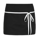 And Energetic Young Girl's Basic Binding And Splicing Low-Waist Skirt 2024 Spring / Summer New Style Hip-Covered Skirt-Outfit