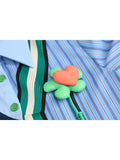 Women's Fake Two Pieces Striped Patchwork Shirt Chic Vintage Blouses Casual Lapel Collar Long Sleeve Loose Blouse
