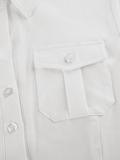 Pocket Button Down Cropped Blouse-Outfit