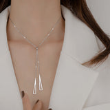 Sterling Silver Geometric Triangle Necklace-Outfit
