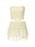Lace Paneled Two Piece Set-Outfit