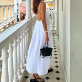 Fongt Winter New Women's Temperament Sexy Back Sleeveless Solid Color V Collar Sling Skirt Big Place