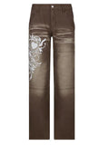 Vintage Washed Heart Print Jeans-Outfit