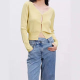 Fongt Spring New Product Fashionable Pure Lust Wind V Collar Single Buckle Gentle Comfortable Small High-Waist Knitted Open Shirt Outside The Female