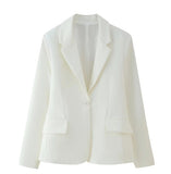 Fongt Women's Explosive Stylish Elegant White Collar Jacket Casual Long-Sleeved Jacket