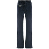 Fongt Wind Y2K Retro Hot Diamond Velvet Micro La Pants Autumn And Winter New Simple Basic All-Match Casual Pants-Outfit