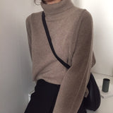 New 2022 Winter Spring Korean Style Knitwear Turtleneck Warm Pullover Solid Minimalist Elegant Women's Sweater
