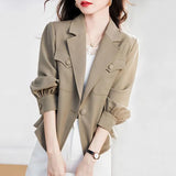 Fongt Autumn Japan And South Korea New Leisure Long-Sleeved Coat Women's Korean Version Of The Suit Top Jacket Loose Short Windbreaker