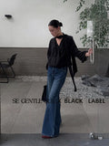 Fongt Xixi 13 Line 2025 Autumn And Winter Water Washing Water High Waist Straight Barrel Grinding Plus Velvet Denim Trousers Female 5037