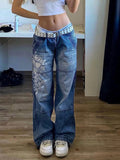 Vintage Washed Heart Print Jeans-Outfit