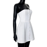 Buttoned Tube Fitted Mini Dress-Outfit