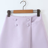 Cropped Buttoned Blazer And Skirt Two Piece Set-Outfit