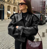 Fongt Women's Clothing Explosion Retro Collar Leather Jacket Jacket - High-Quality Craftsmanship To Rest Assured Comparison