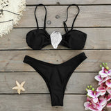Sexy Breast-Wear Bikini Three-Piece Solid Color Sexy Split Swimsuit Woman 2025 New