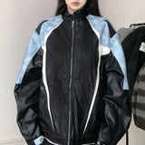 Fongt Collar Autumn And Winter Color Cleanfit Jacket Men And Women's Baseball Uniform Game Motorcycle Tie-Dye PU Leather Coat Tide-Outfit
