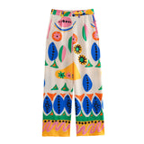Summer Style Fluffy Sleeve Printed Shirt Printed Home Pants Printed Shorts Set-Outfit