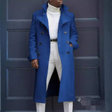 Fongt New Fashion Solid Color Collar Long-Sleeved Gentleman Coat Autumn And Winter Loose Coat In The Long Wind