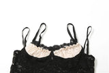 Lace Bustier Patchwork Double Strap Top-Outfit