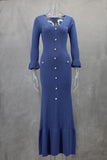 Fongt 2025 Long-Sleeved Dress With Slim Skinny Knitted Long-Sleeved Dress