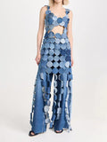 Spring 2025 New Fashion Sexy Cowboy Blue Film Design Escium High Sense Sling Dress