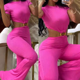 Fongt 2023 Women's Sexy Round Collar Open Back Slim And Hip Solid Color Jumpsuit