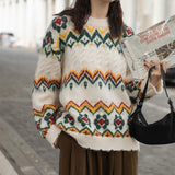 Fongt Female Retro Twist Thick Lazy Wind Round Collar Jumsweater 2024 Niche Loose Chic Top-Outfit