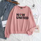 Hoodies Sweatshirt Unisex Crewneck NOW UNITED Letter