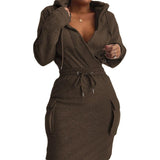 Fongt Women's Wear Early Spring 2024 New Temperament Elegant Solid Color Hooded Rope Top Slim Suit