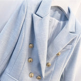 2022 Baroque Designer Blazer Women's Breasted Color Gold Metal Lion Buttons Double Blazer