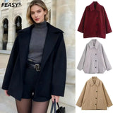 Fongt Burst Women's Wool-Blend Short-Term Loose Coat