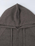 Solid Ribbed Zip Up Drawstring Hooded Long Sleeve Knit-Outfit