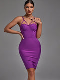 Dress 2023 New Women's Purple Bodycon Dress Elegant Sexy Strappy Evening Club Party Dress High Quality Summer