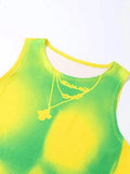 Ombre Pixel Print Crop Tank Top-Outfit