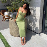 Rib Knitting Women Dress Sets 2021 Summer New Arrivals Ladies Halter-Style Short Top And Long Skirt Solid Two Piece