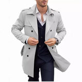 Fongt New Autumn And Spring Men's Coat In The Long Double Buckle Casual Wind Jacket Cardigan Jacket