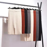 Winter Women Sweater Skirt New 2021 Knitted Midi Skirts Korean Elastic High Waist Elegant Autumn Split Fork Black